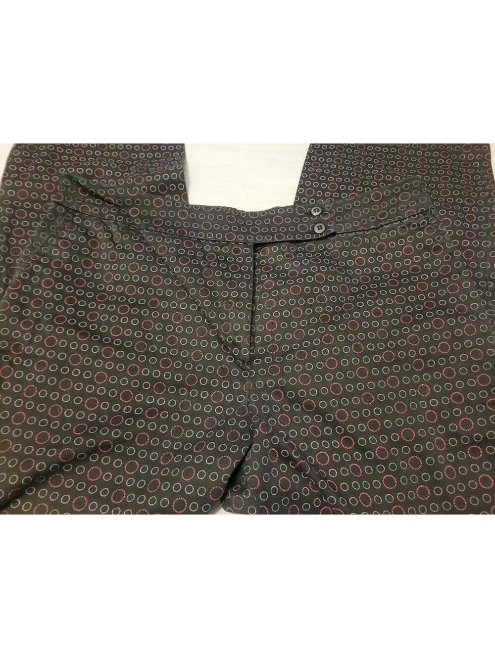 HERMAN GEIST Pants Women's Size 18 Cotton Spandex Pinks on Black CIRCLE Pattern